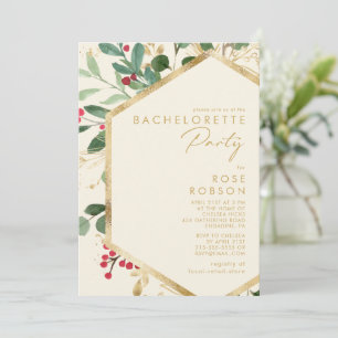 Invitation Fête de Bachelorette à la crème de Noël moderne