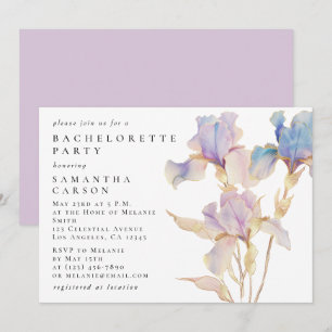 Invitation Fête de Bachelorette à l'aquarelle florale Iris él