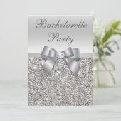 Invitation Fête de Bachelorette à paillettes argentées glamou (Debout devant)