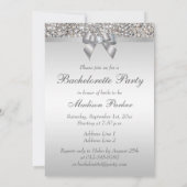 Invitation Fête de Bachelorette à paillettes argentées glamou (Dos)