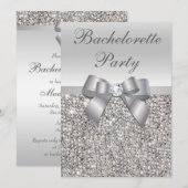 Invitation Fête de Bachelorette à paillettes argentées glamou (Devant / Derrière)