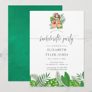 Invitation Fête de Bachelorette Aloha Exotique Aquarelle Luau