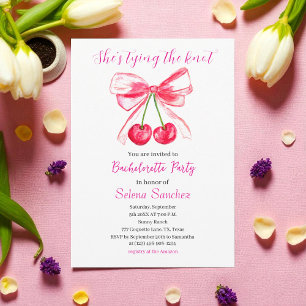 Invitation Fête de Bachelorette aquarelle Coquette Ruban Rose