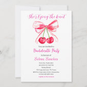 Invitation Fête de Bachelorette aquarelle Coquette Ruban Rose (Devant)