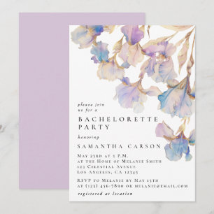 Invitation Fête de Bachelorette aquarelle florale Iris élégan