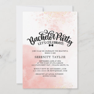 Invitation Fête de Bachelorette aquarelle rose et or