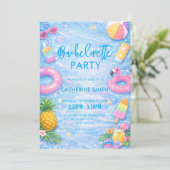 Invitation Fête de Bachelorette au bord de la piscine avec Ét (Debout devant)