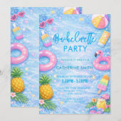 Invitation Fête de Bachelorette au bord de la piscine avec Ét (Devant / Derrière)
