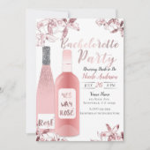 Invitation Fête de Bachelorette au vin rosé et aux fleurs d'o (Devant)