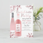 Invitation Fête de Bachelorette au vin rosé et aux fleurs d'o (Debout devant)