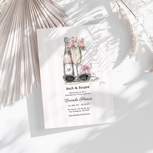 Invitation Fête de Bachelorette Bach & Boujee Monogram Chic