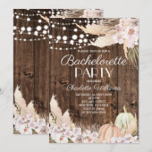Invitation Fête de Bachelorette Bohème Rustique avec Herbe de (Devant / Derrière)