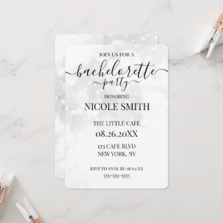 Invitation Fête de Bachelorette Bokeh Blanc Personnalisé