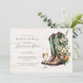 Invitation Fête de Bachelorette Bulles et Bottes Rustiques (Debout devant)