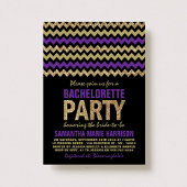 Invitation Fête de Bachelorette Chevrons Pailletés Violet et