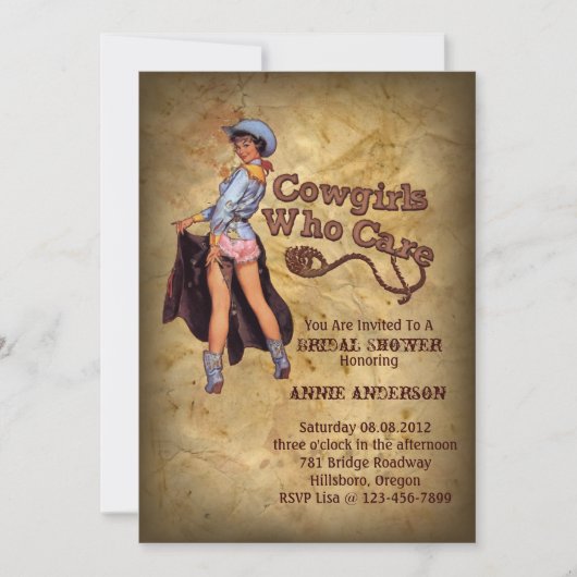 Invitation Fête de bachelorette de cowboy rustique de l'Ouest (Devant)