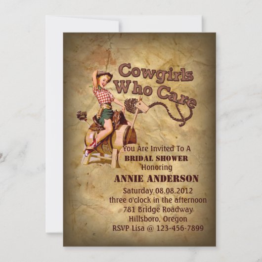 Invitation Fête de bachelorette de cowboy rustique de l'Ouest (Devant)