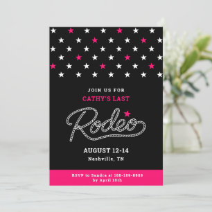 Invitation Fête de Bachelorette de Dernier Rodéo Rose Noir