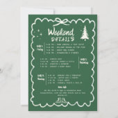 Invitation Fête de bachelorette de la Bow verte tirée à la ma (Dos)