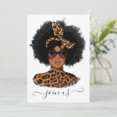 Invitation Fête de Bachelorette de la fille léopard afro-amér (Debout devant)