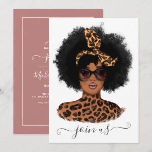 Invitation Fête de Bachelorette de la fille léopard afro-amér
