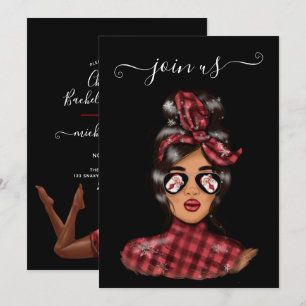 Invitation Fête de Bachelorette de Noël Afro-Américaine