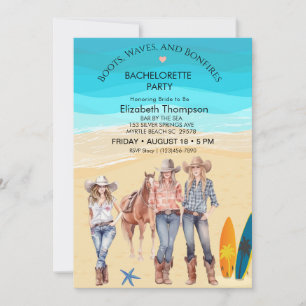 Invitation Fête de bachelorette de plage des Cowgirls côtière