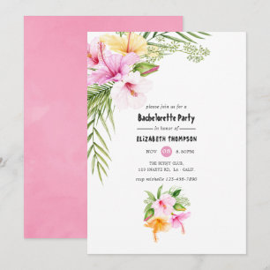 Invitation Fête de Bachelorette de plage florale tropicale ex