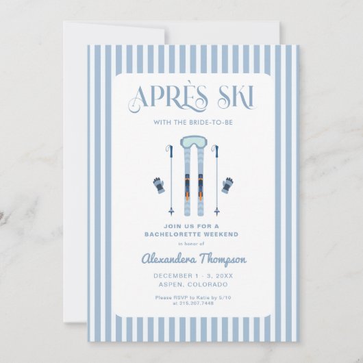 Invitation Fête de Bachelorette de Ski d'Hiver Après-Ski (Devant)