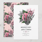 Invitation Fête de Bachelorette de squelette gothique à fleur (Devant / Derrière)