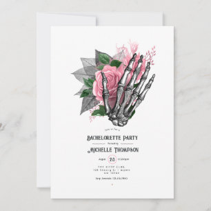 Invitation Fête de Bachelorette de squelette gothique à fleur