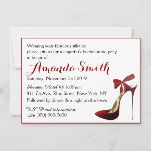 Invitation Fête de bachelorette de Stiletto High Heel