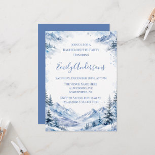 Invitation Fête de Bachelorette des Montagnes Aquarelle Bleue
