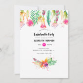 Invitation Fête de bachelorette d'été florale rose chaud (Devant)