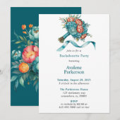 Invitation Fête de bachelorette du bouquet Radiant Peony (Devant / Derrière)