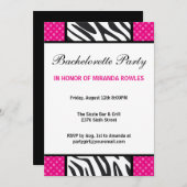 Invitation Fête de bachelorette du Wild Zebra (Devant / Derrière)