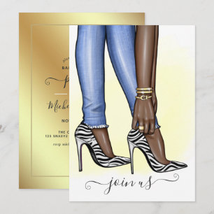 Invitation Fête de Bachelorette Fashionista Zèbre Clinquant