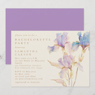 Invitation Fête de Bachelorette Fleurie Iris Élégant Aquarell