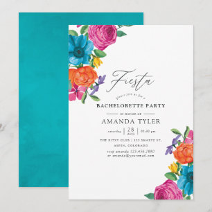 Invitation Fête de Bachelorette Florale Aquarelle Fiesta