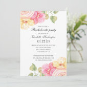 Invitation Fête de bachelorette florale aquarelle. Fleurs ros (Debout devant)