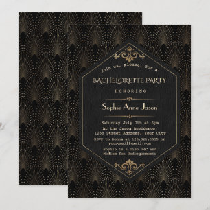 Invitation Fête de Bachelorette Gatsby le Magnifique Or Glamo