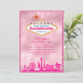 Invitation Fête de Bachelorette Glamour Rose à Las Vegas (Debout devant)