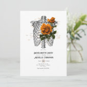 Invitation Fête de Bachelorette Gothique Florale Orange (Debout devant)