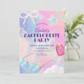Invitation Fête de bachelorette hologramme Y2k (Debout devant)