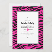 Invitation Fête de Bachelorette Hot-Pink & Black Tiger Stripe (Devant)