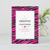 Invitation Fête de Bachelorette Hot-Pink & Black Tiger Stripe (Debout devant)