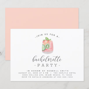 Invitation Fête de Bachelorette Minimaliste Cocktail Aquarell