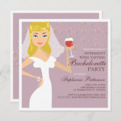Invitation Fête de bachelorette moderne de dégustation de vin (Devant / Derrière)