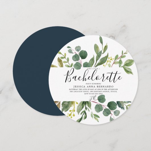 Invitation Fête de Bachelorette moderne en feuille verte (Devant / Derrière)
