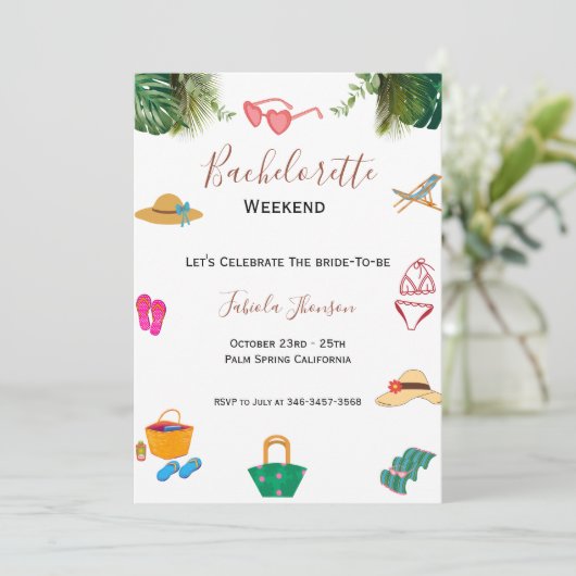 Invitation Fête de Bachelorette moderne et itinéraire week-en (Debout devant)